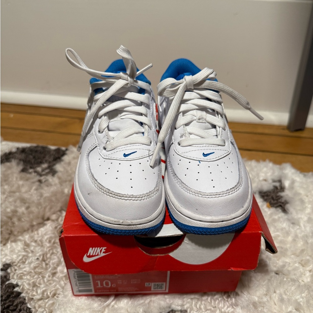Nike Kids White and Blue Sneakers
